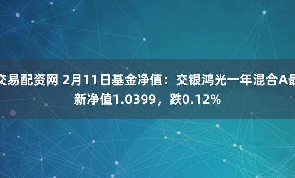 交易配资网 2月11日基金净值：交银鸿光一年混合A最新净值1.0399，跌0.12%