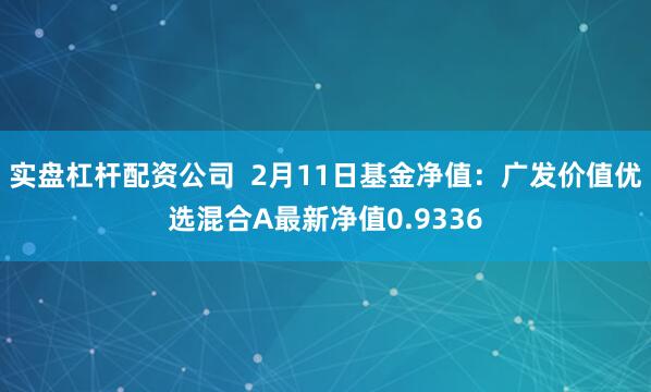 实盘杠杆配资公司  2月11日基金净值：广发价值优选混合A最新净值0.9336