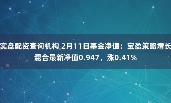 实盘配资查询机构 2月11日基金净值：宝盈策略增长混合最新净值0.947，涨0.41%