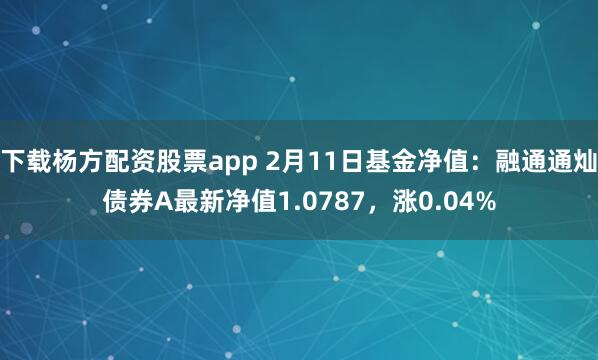 下载杨方配资股票app 2月11日基金净值：融通通灿债券A最新净值1.0787，涨0.04%