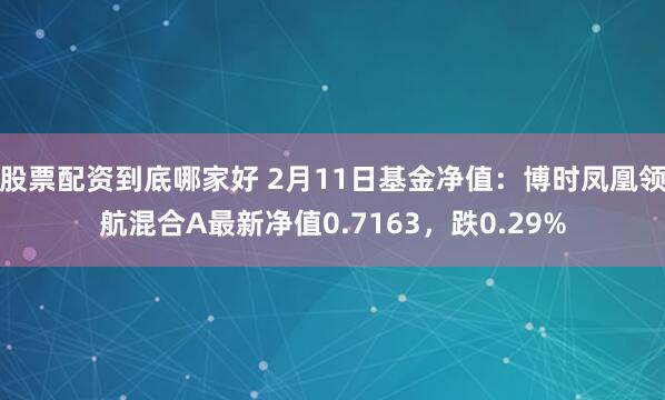 股票配资到底哪家好 2月11日基金净值：博时凤凰领航混合A最新净值0.7163，跌0.29%