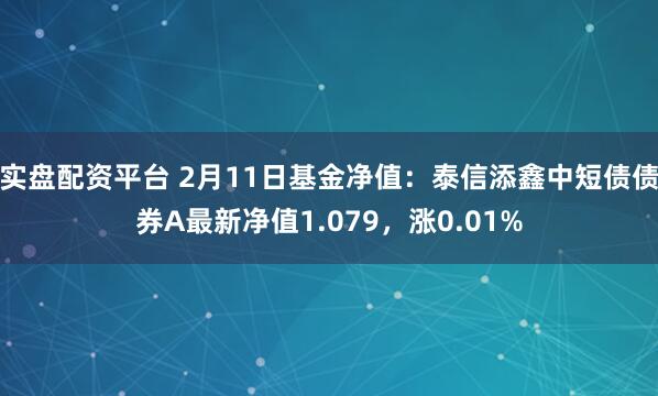 实盘配资平台 2月11日基金净值：泰信添鑫中短债债券A最新净值1.079，涨0.01%