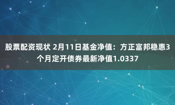 股票配资现状 2月11日基金净值：方正富邦稳惠3个月定开债券最新净值1.0337