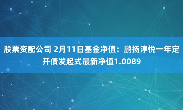 股票资配公司 2月11日基金净值：鹏扬淳悦一年定开债发起式最新净值1.0089