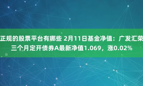 正规的股票平台有哪些 2月11日基金净值：广发汇荣三个月定开债券A最新净值1.069，涨0.02%