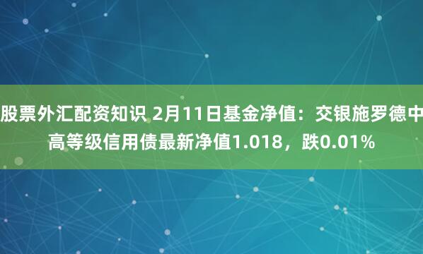 股票外汇配资知识 2月11日基金净值：交银施罗德中高等级信用债最新净值1.018，跌0.01%