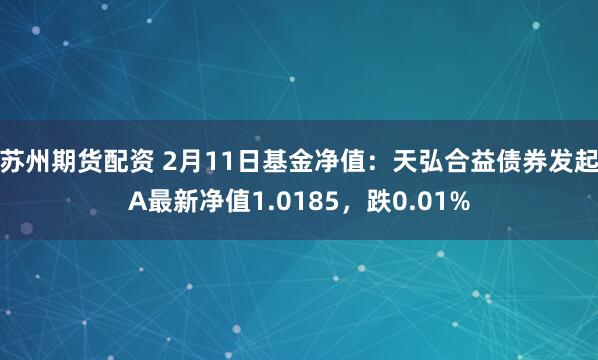 苏州期货配资 2月11日基金净值：天弘合益债券发起A最新净值1.0185，跌0.01%