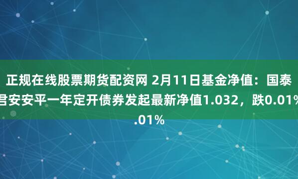 正规在线股票期货配资网 2月11日基金净值：国泰君安安平一年定开债券发起最新净值1.032，跌0.01%