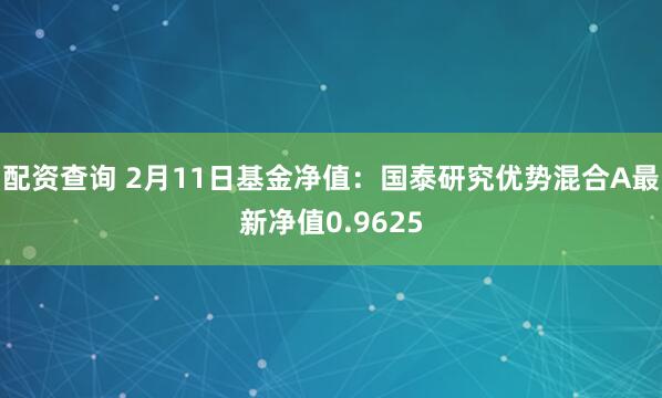 配资查询 2月11日基金净值：国泰研究优势混合A最新净值0.9625