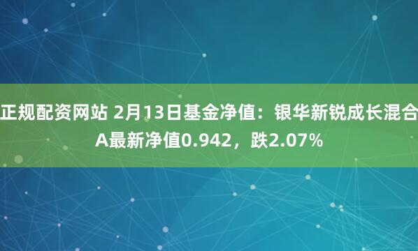 正规配资网站 2月13日基金净值：银华新锐成长混合A最新净值0.942，跌2.07%