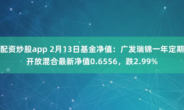 配资炒股app 2月13日基金净值：广发瑞锦一年定期开放混合最新净值0.6556，跌2.99%