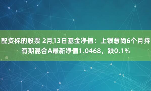 配资标的股票 2月13日基金净值：上银慧尚6个月持有期混合A最新净值1.0468，跌0.1%