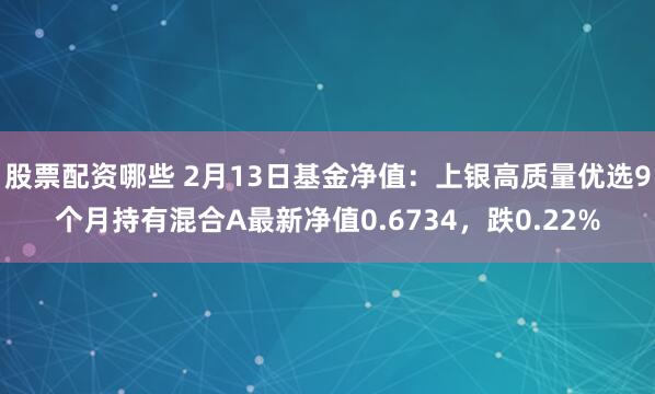 股票配资哪些 2月13日基金净值：上银高质量优选9个月持有混合A最新净值0.6734，跌0.22%