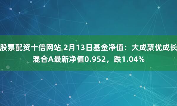 股票配资十倍网站 2月13日基金净值：大成聚优成长混合A最新净值0.952，跌1.04%