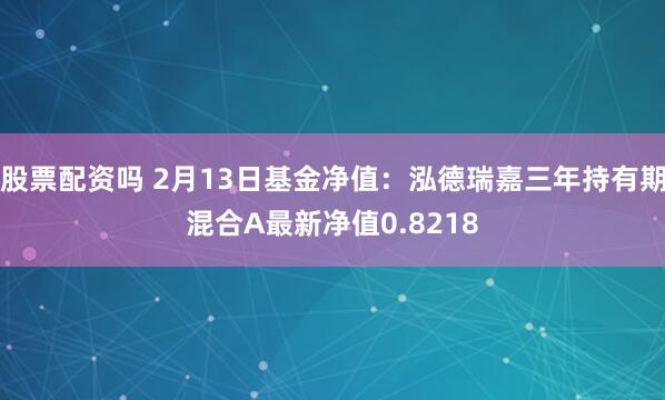 股票配资吗 2月13日基金净值：泓德瑞嘉三年持有期混合A最新净值0.8218