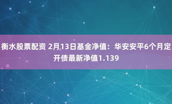 衡水股票配资 2月13日基金净值：华安安平6个月定开债最新净值1.139