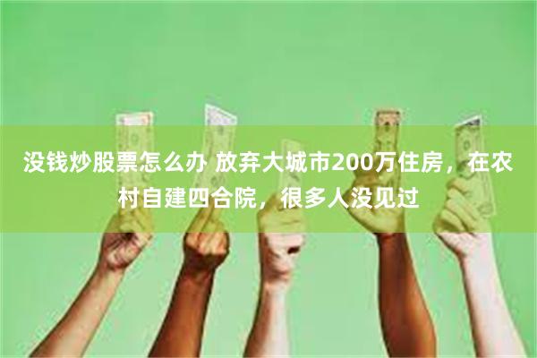 没钱炒股票怎么办 放弃大城市200万住房，在农村自建四合院，很多人没见过